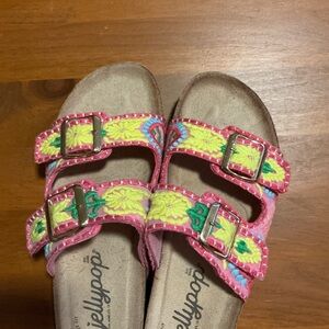 Jellypop Womens Sandals - Pink and Yellow Floral